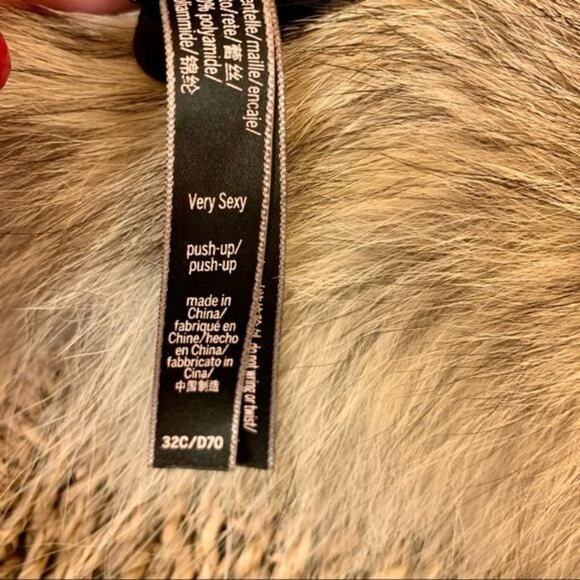 Victorias Secret Very Sexy Lace Push-up Bra Black Lace Overlay Nude Tan Size 32C - Picture 9 of 9